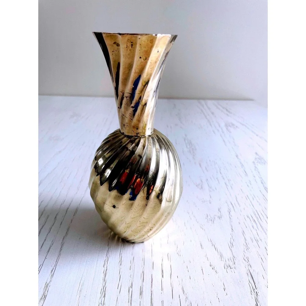 Vintage Swirl Design Brass Vase Made in India‎